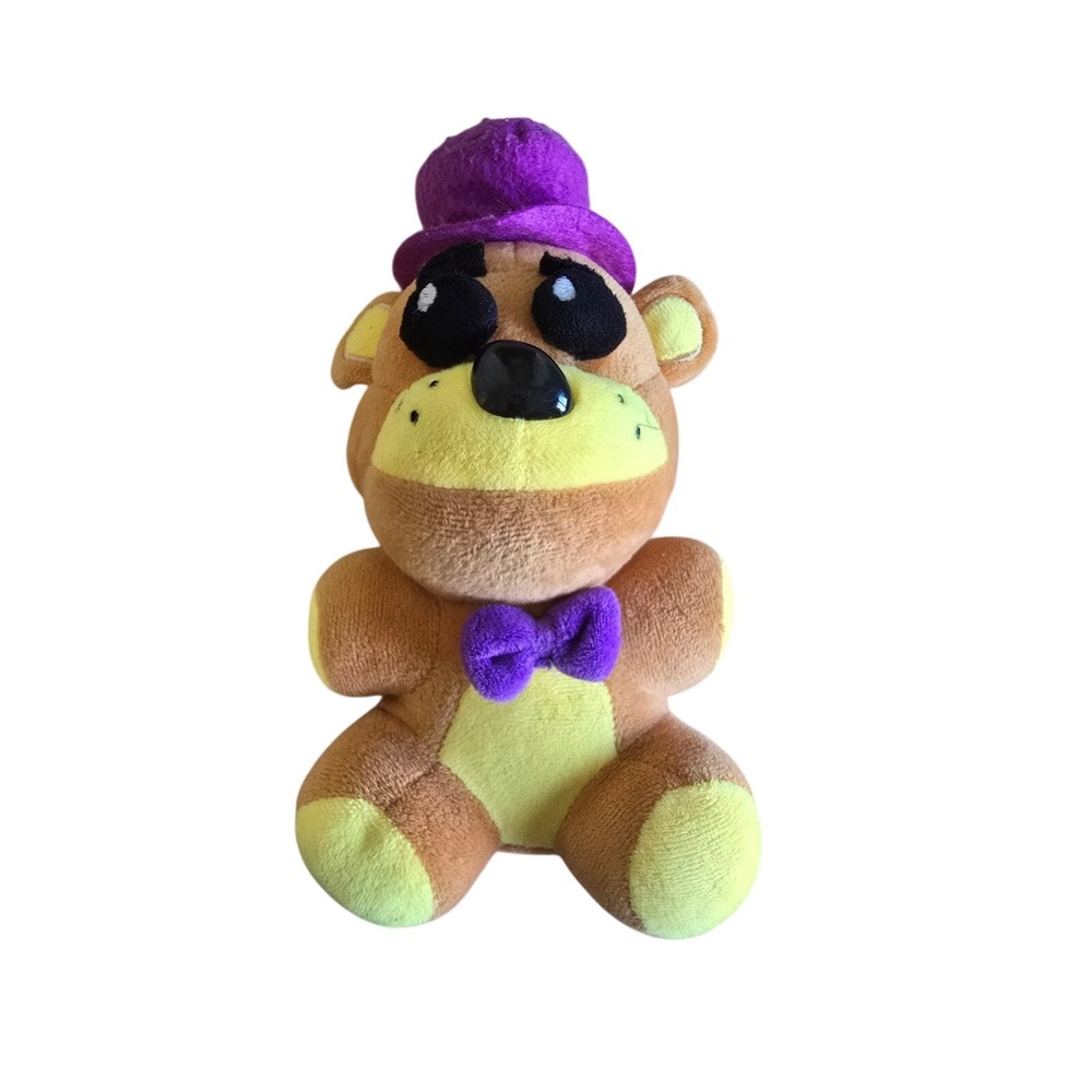 Five Nights at Freddys Fredbear Plush Gold Purple Hat‎ Bow Tie FNAF 7 Inch Toy